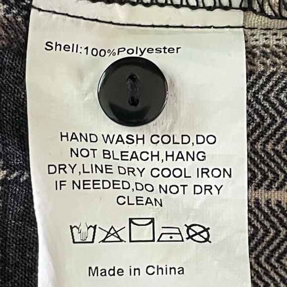 Suzanne Betro Black Tan Plaid Top MED Smocked Bodice Ruffled Peplum Peasant Boho - Picture 10 of 10